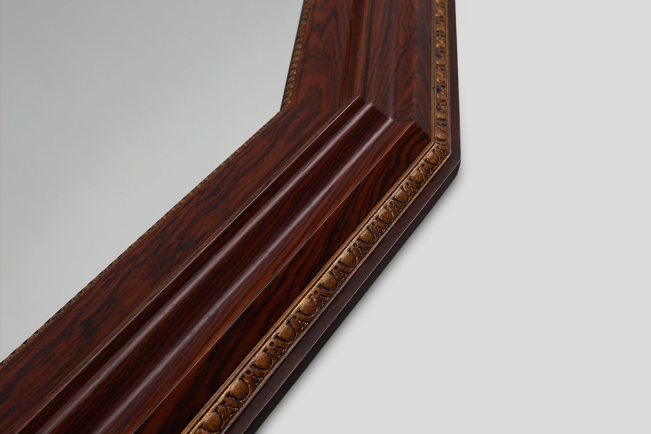 Large Octagonal Art Deco wall mirror in solid wood, Belgium ca. 1925thumbnail
